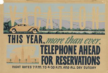 DESIGNERS UNKNOWN. [TELEPHONE & TELEGRAPH SERVICES.] Group of 10 small window cards. Circa 1930s. Sizes vary.